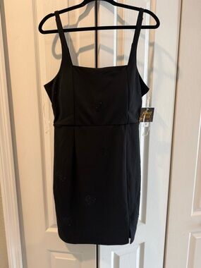 Planet Gold Black Mini Dress with Heart Studs